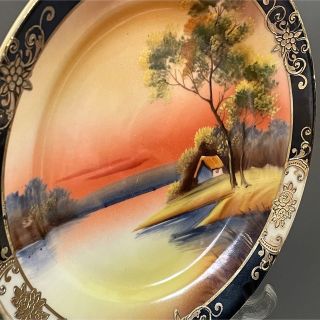 Noritake   最美オールド ノリタケ 金彩 皿 アンティーク 湖畔