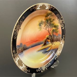 Noritake   最美オールド ノリタケ 金彩 皿 アンティーク 湖畔