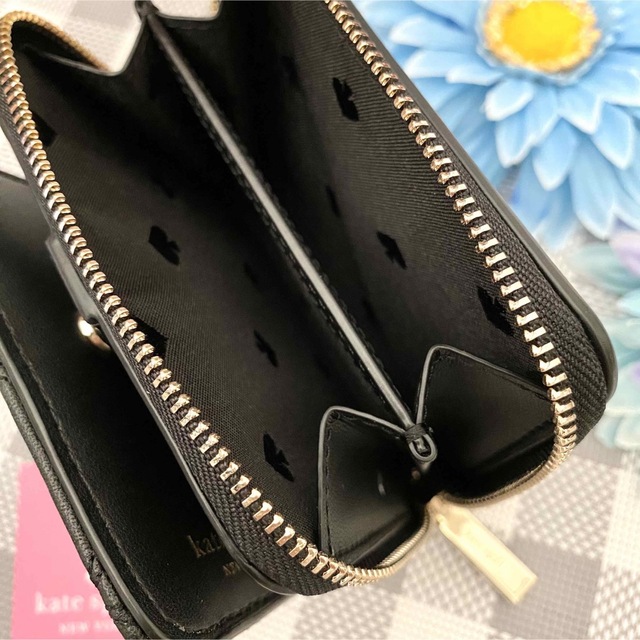 新品☆kate spade ブラック キルティング レザー 折り財布