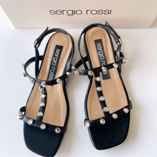 Sergio Rossi - セルジオロッシ 黒 ビジューフラットサンダルの通販 by