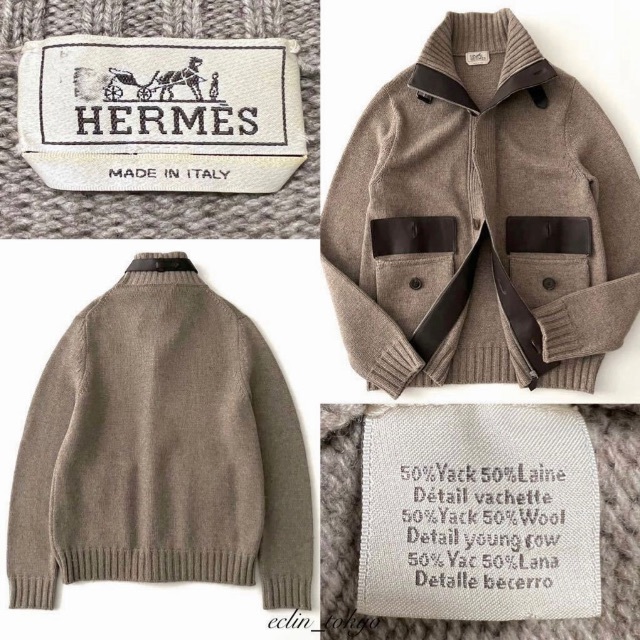 HERMES 【襟レザー 】ドライバーズ ニット ジャケット E3759 8