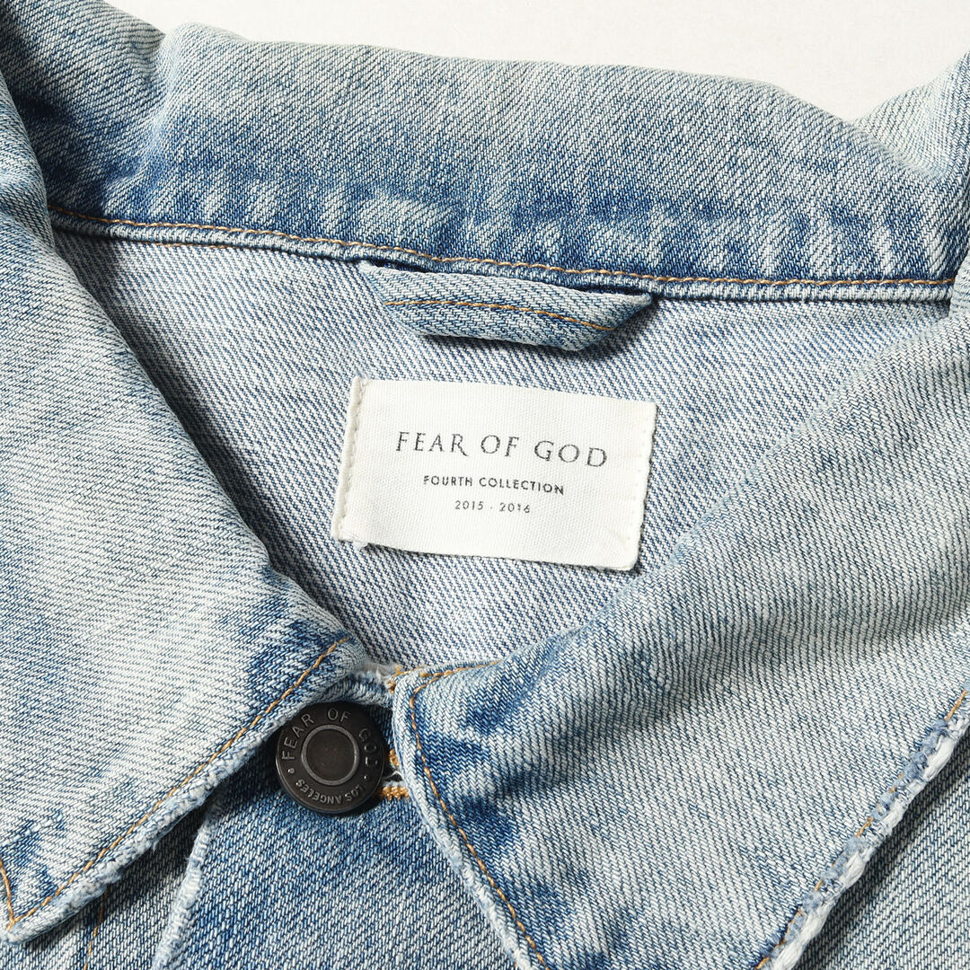 FEAR OF GOD(フィアオブゴッド)のFEAR OF GOD フィアオブゴッド ジャケット ヴィンテージ加工 ビッグサイズ デニムジャケット FOURTH COLLECTION 16AW USA製 インディゴ L アウター ブルゾン Gジャン 【メンズ】【中古】 メンズのジャケット/アウター(Gジャン/デニムジャケット)の商品写真