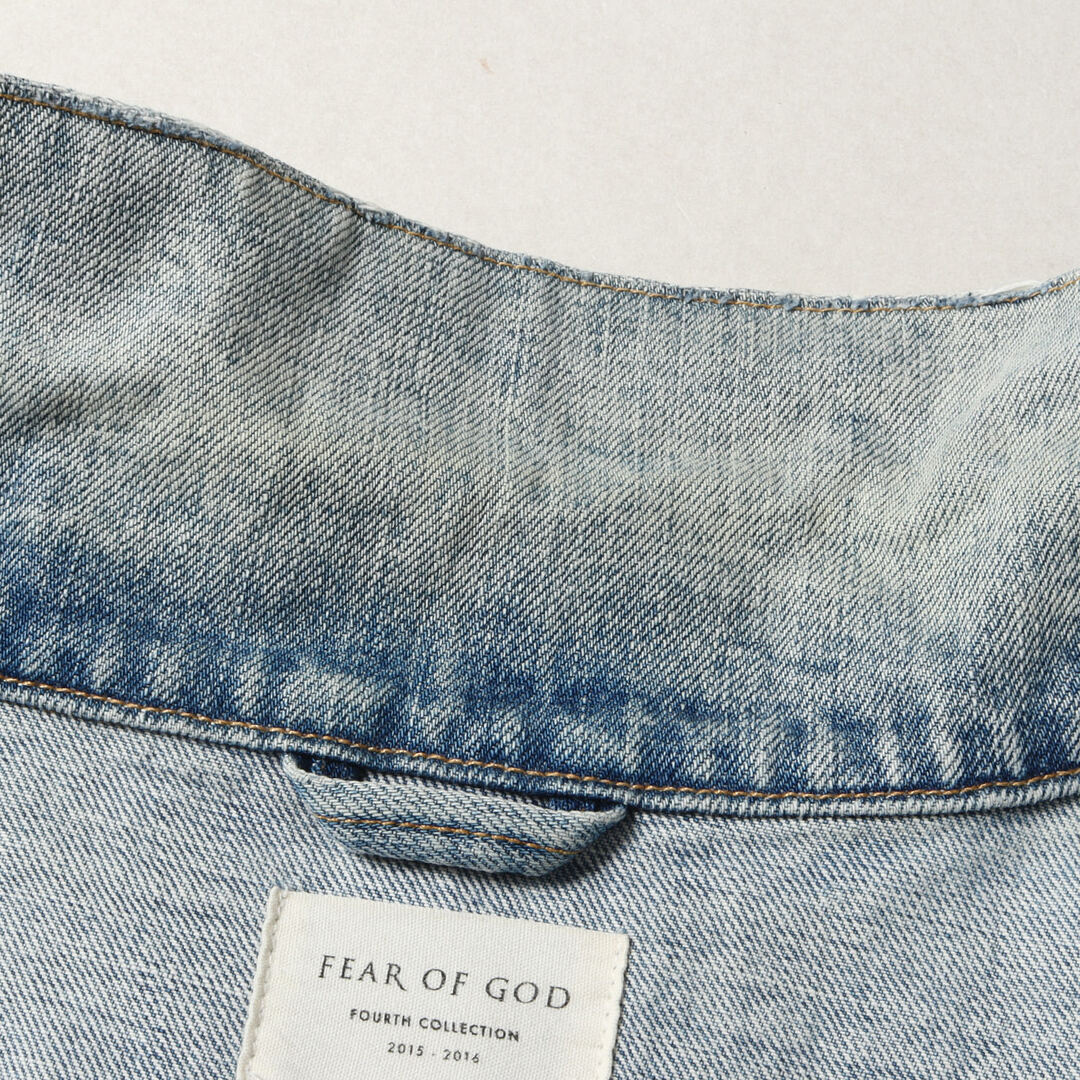 FEAR OF GOD(フィアオブゴッド)のFEAR OF GOD フィアオブゴッド ジャケット ヴィンテージ加工 ビッグサイズ デニムジャケット FOURTH COLLECTION 16AW USA製 インディゴ L アウター ブルゾン Gジャン 【メンズ】【中古】 メンズのジャケット/アウター(Gジャン/デニムジャケット)の商品写真