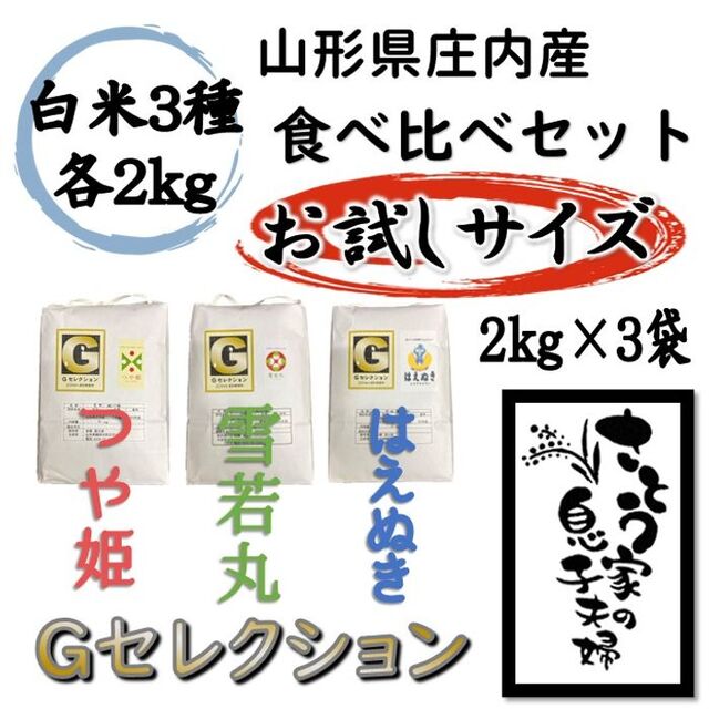 新米　山形県庄内産　食べ比べセット　玄米15kg　Ｇセレクション