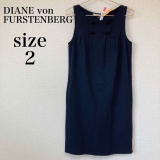 ダイアンフォンファステンバーグ(DIANE von FURSTENBERG)のDIANE von FURSTENBERG  ノースリーブワンピース　ネイビー(ひざ丈ワンピース)