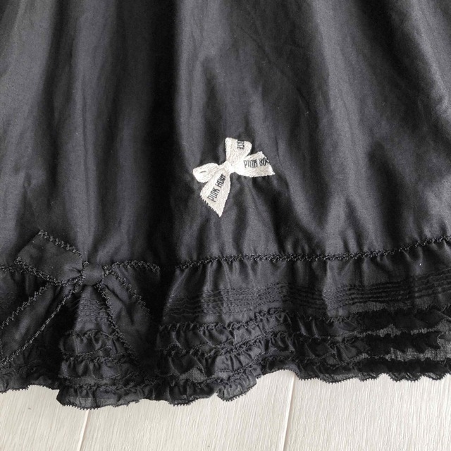 ピンクハウス 綿ローン リボンたっぷり ピコフリル 黒 スカート ピンクハウス 綿ローン リボンたっぷり ピコフリル 黒 スカート