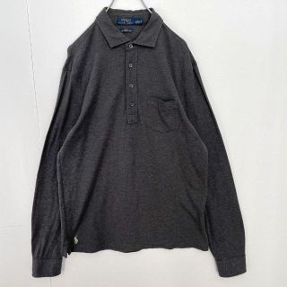 ポロラルフローレン(POLO RALPH LAUREN)の【希少デザイン】ポロラルフローレン ポケット付き 長袖 ポロシャツ グレー Ｌ(ポロシャツ)