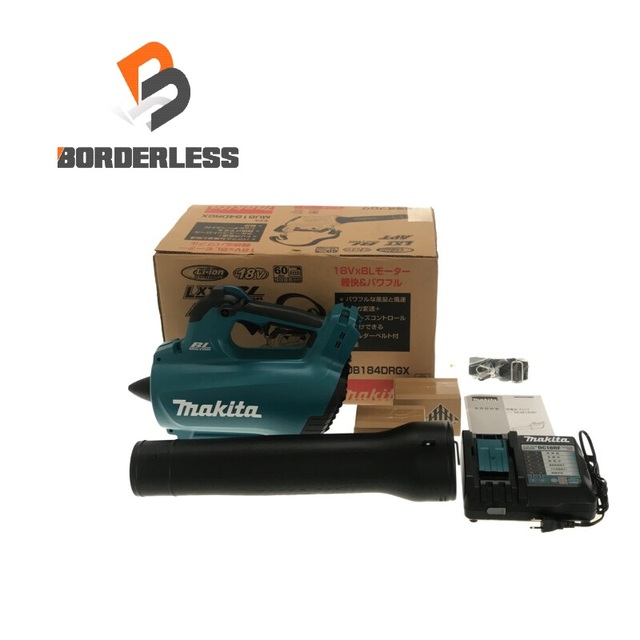 ☆未使用☆makita マキタ 18V 充電式ブロワ MUB184DRGX バッテリ2個(18V6.0Ah) 充電器 ショルダーベルト付き 67316