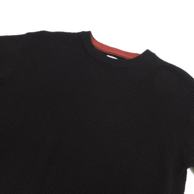 coen(コーエン)のコーエン coen ニット 丸首 長袖 ワッフル生地 コットン混 黒 S メンズのトップス(ニット/セーター)の商品写真