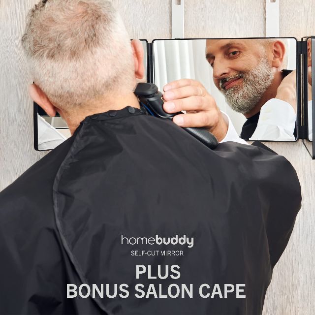 【新着商品】HomeBuddy 三面鏡 セルフカット 化粧鏡 折りたたみ式 顎ヒ
