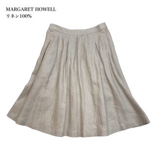 マーガレットハウエル(MARGARET HOWELL)のマーガレットハウエル 麻 リネン100% リネン タックスカート サイズ1(ひざ丈スカート)