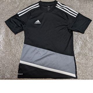 アディダス(adidas)のアディダス    半袖  Ｔシャツ  黒3本ライン  クライマクール  袖口(Tシャツ/カットソー(半袖/袖なし))