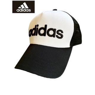 アディダス(adidas)のadidas   アディダス　メッシュ　トラック   キャップ　黒×白　【新品】(キャップ)