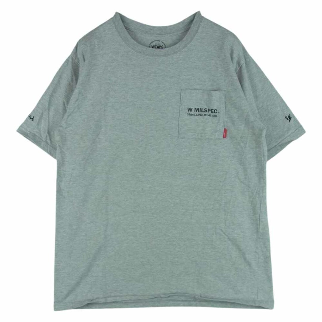 WTAPS ダブルタップス MILSPEC ロゴ ポケット付き プリント 半袖 Tシャツ コットン 日本製 グレー系 3