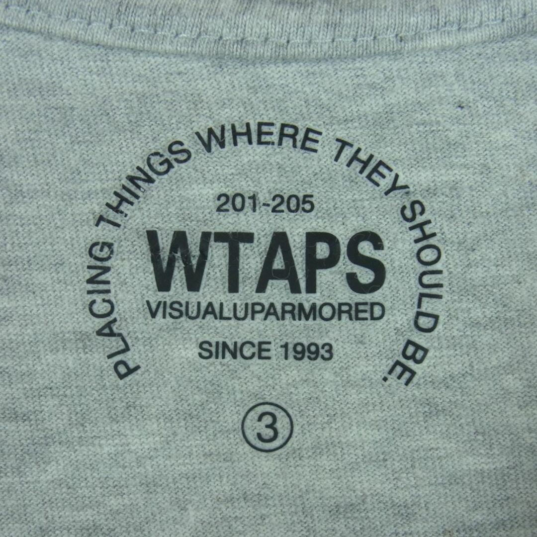 W)taps(ダブルタップス)のWTAPS ダブルタップス MILSPEC ロゴ ポケット付き プリント 半袖 Tシャツ コットン 日本製 グレー系 3【中古】 メンズのトップス(Tシャツ/カットソー(半袖/袖なし))の商品写真