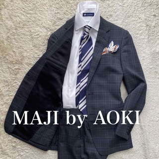アオキ(AOKI)のMA-JI MASATOMO スーツ　90Y4 S位  AOKI グレーチェック(セットアップ)