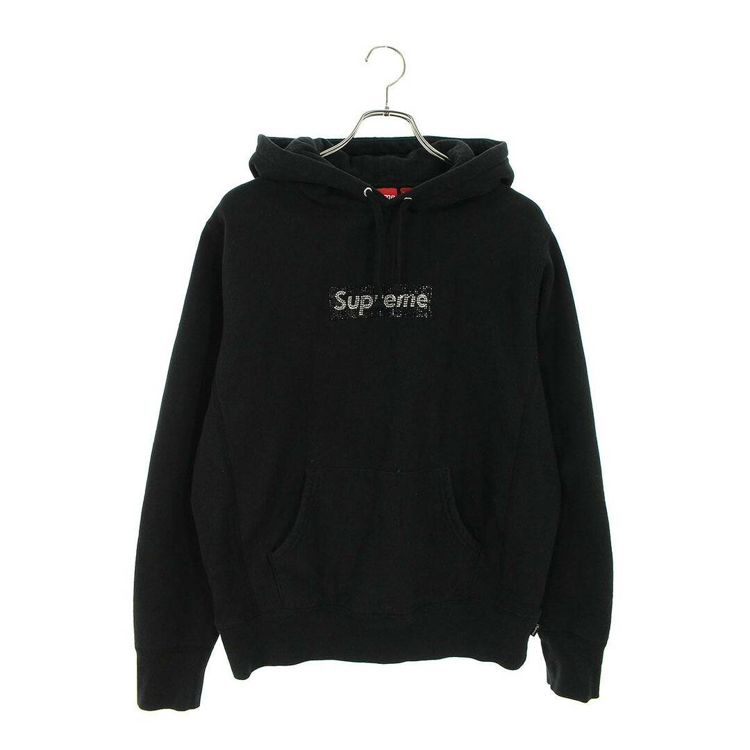 グレー L supreme swarovski box logo hooded