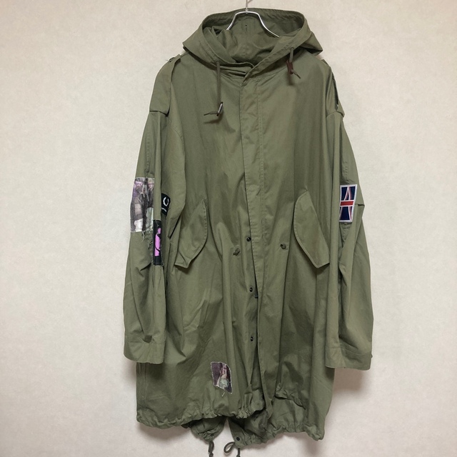 48 新品 19AW ラフシモンズ モッズコート パーカー ボア ブラック 黒