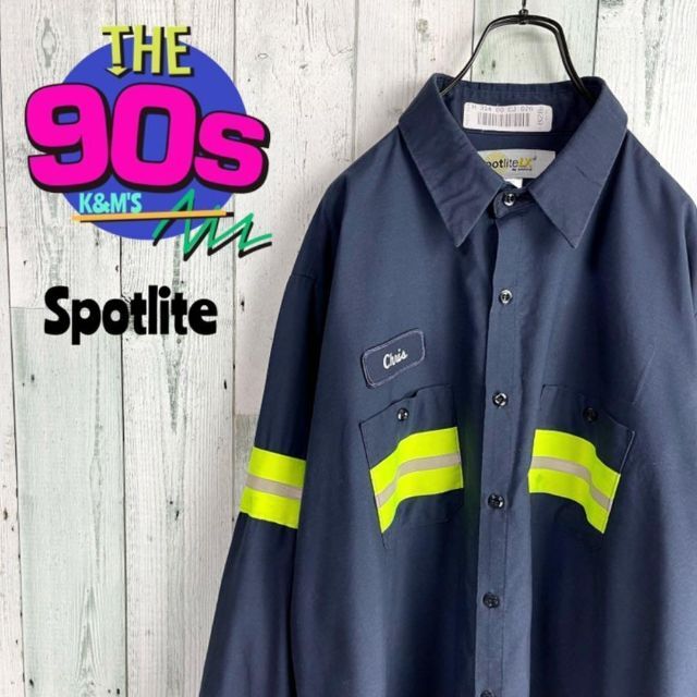 90's SPOTlite メキシコ製　企業系　リフレクターテープ　ワークシャツ