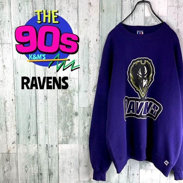 トレーナー○素材90's ラッセルアスレチック　USA製　RAVENS チームトレーナー