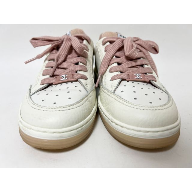シャネル レディース スニーカー 靴 シューズ ピンク ホワイト サイズ：38