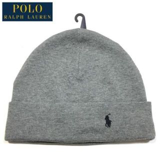 ポロラルフローレン(POLO RALPH LAUREN)の新品 正規 ポロ ラルフローレン ポニー刺繍 サーマル ビーニー ニット帽 GR(ニット帽/ビーニー)