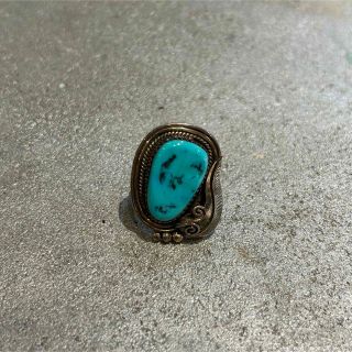 VINTAGEヴィンテージシルバー925 フェザー×ターコイズリング