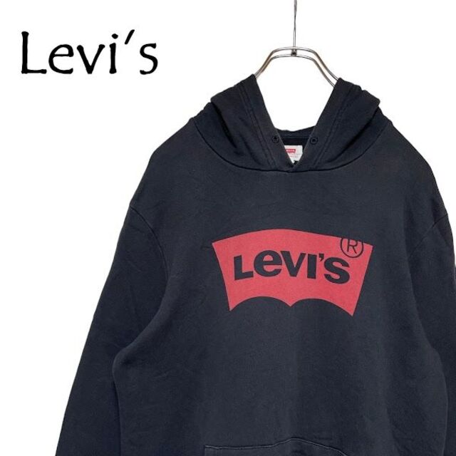 Levi's(リーバイス)のLevi's リーバイス ロゴプリント プルオーバーパーカー ブラック メンズのトップス(パーカー)の商品写真