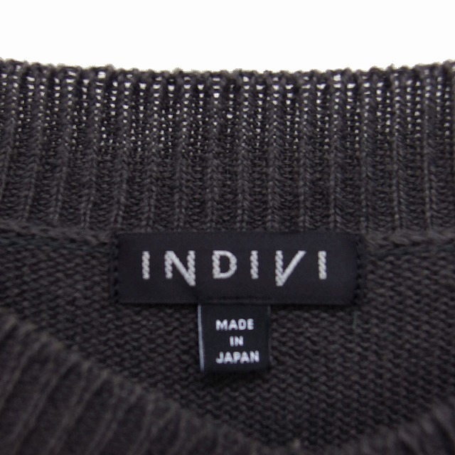 INDIVI(インディヴィ)のインディヴィ INDIVI Vネック ニット セーター 五分袖 無地 リネン 麻 レディースのトップス(ニット/セーター)の商品写真