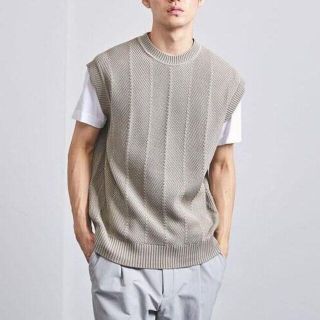 ユナイテッドアローズ(UNITED ARROWS)の【 未使用 】コットンアクリル へリンボーン ニット ベスト S【BEIGE】(ベスト)