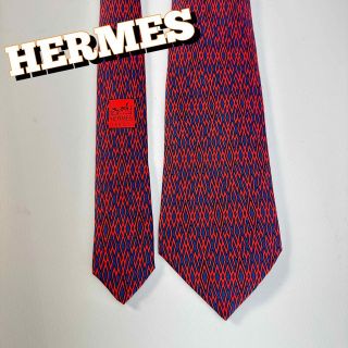 エルメス(Hermes)の☆HERMES エルメス☆シルク ネクタイ/赤・青柄(ネクタイ)