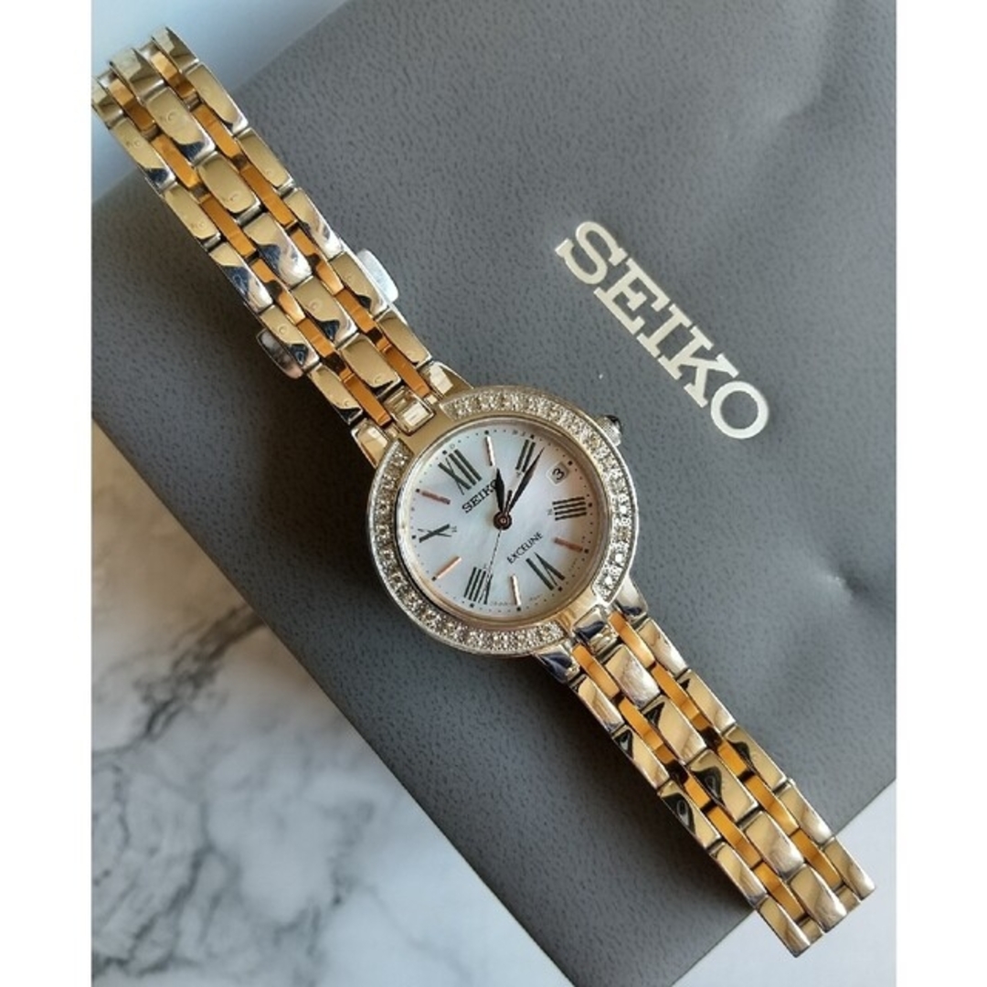 SEIKO(セイコー)のセイコー ドルチェ&エクセリーヌ 美品 シェル 26Pダイヤベゼル 電波ソーラー レディースのファッション小物(腕時計)の商品写真