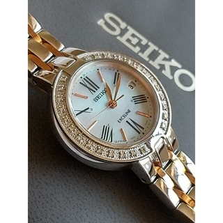 セイコー(SEIKO)のセイコー ドルチェ&エクセリーヌ 美品 シェル 26Pダイヤベゼル 電波ソーラー(腕時計)