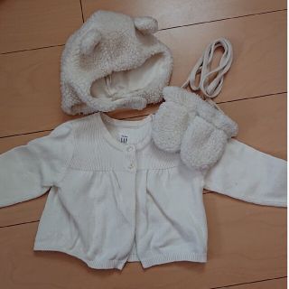 ベビーギャップ(babyGAP)のbaby GAP  くま帽子46cm&手袋 カーディガン80cm(帽子)