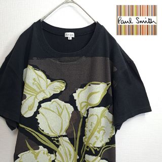 人気デザイン PAUL SMITH ボタニカル　花柄　Tシャツ 総柄　黒