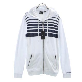 アルマーニエクスチェンジ(ARMANI EXCHANGE)の未使用 アルマーニエクスチェンジ ボーダー柄 ジップパーカー S／P ホワイト×ブラック ARMANI EXCHANGE スウェット メンズ 【中古】  【230311】(パーカー)