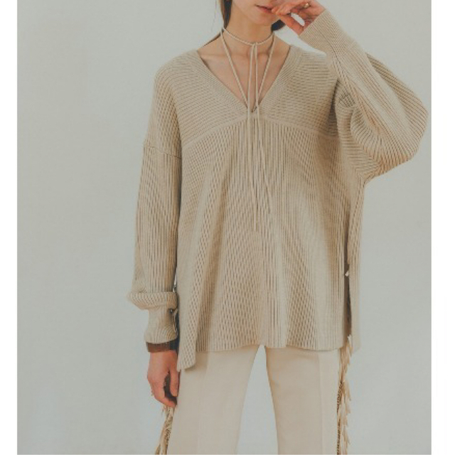 CLANE MIX COLOR STRING WIDE KNIT TOPS