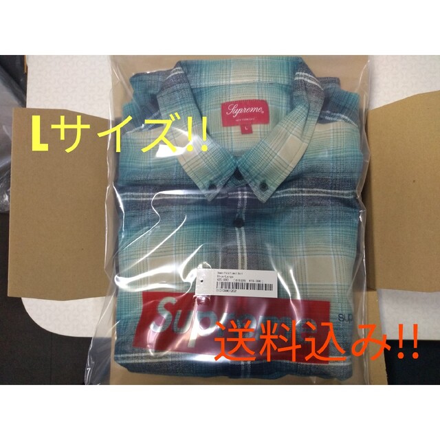 Supreme Shadow Plaid Flannel Shirt ブルー L