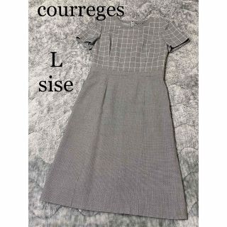 クレージュ(Courreges)の【美品】courreges クレージュ 膝丈ワンピース L 春服 大きいサイズ(ひざ丈ワンピース)