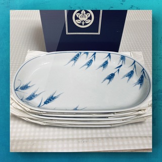 タチキチ(たち吉)の【新品】たち吉 麦柄 スパゲティ皿 5枚組 和皿 楕円皿(食器)