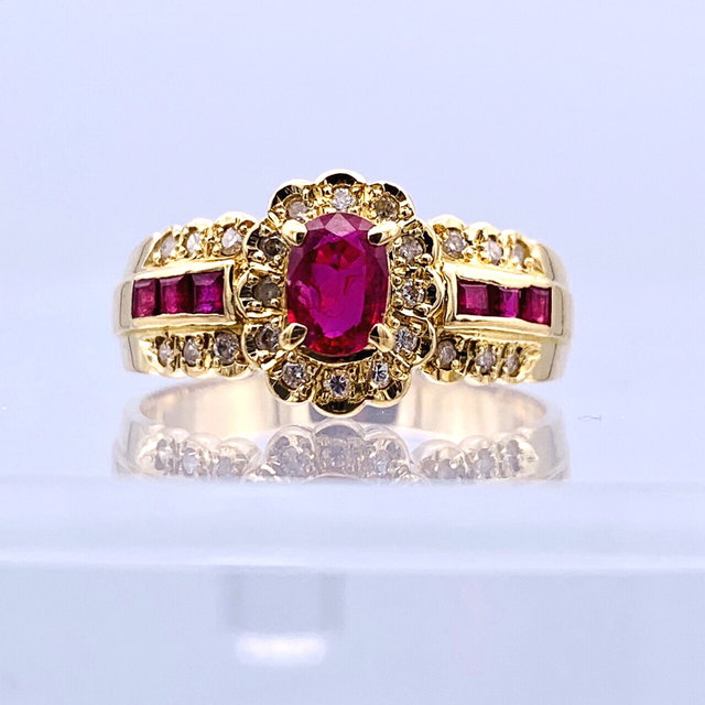 極美品 K18 R0.48ct 0.28 ルビー 0.27ct ダイヤ リング 本物品質の