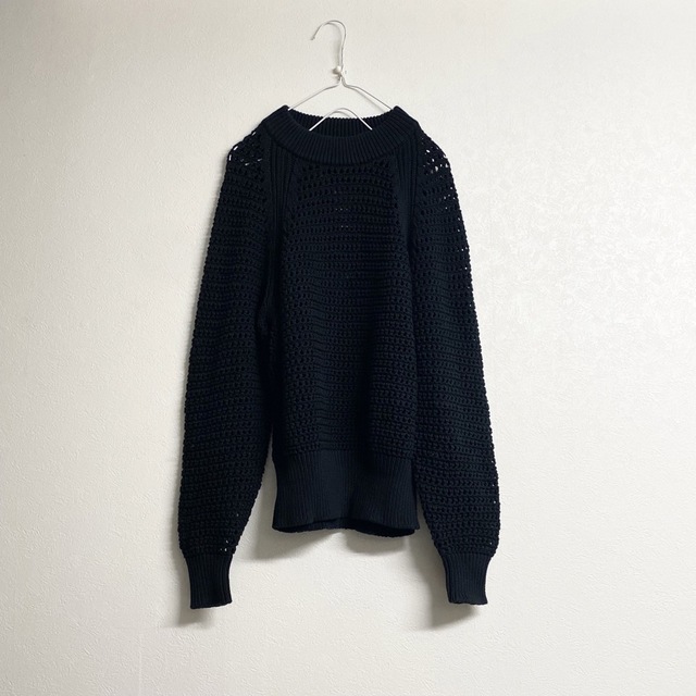 UNIQLO(ユニクロ)のUNIQLO BLACK メッシュニット　春ニット　ブラック レディースのトップス(ニット/セーター)の商品写真