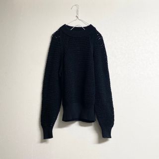 ユニクロ(UNIQLO)のUNIQLO BLACK メッシュニット　春ニット　ブラック(ニット/セーター)