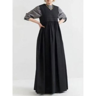 HYKE LINEN MAXI DRESS　リネンマキシドレス　ダークグリーン