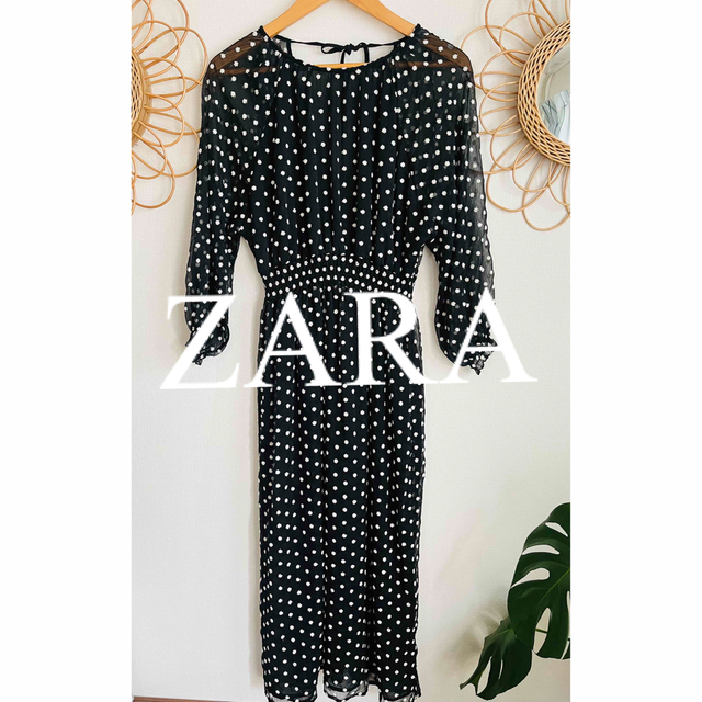 新品☆ZARA ザラ 刺繍デザイン ロングワンピース ブルー S