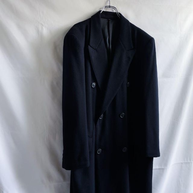 Yves Saint Laurent】ウールダブル チェスターコート ブラック 流行の