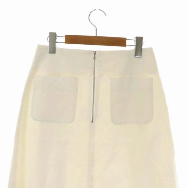 Drawer(ドゥロワー)のドゥロワー バックジップフレアスカート ボックスプリーツ 膝丈 38 ホワイト レディースのスカート(ひざ丈スカート)の商品写真