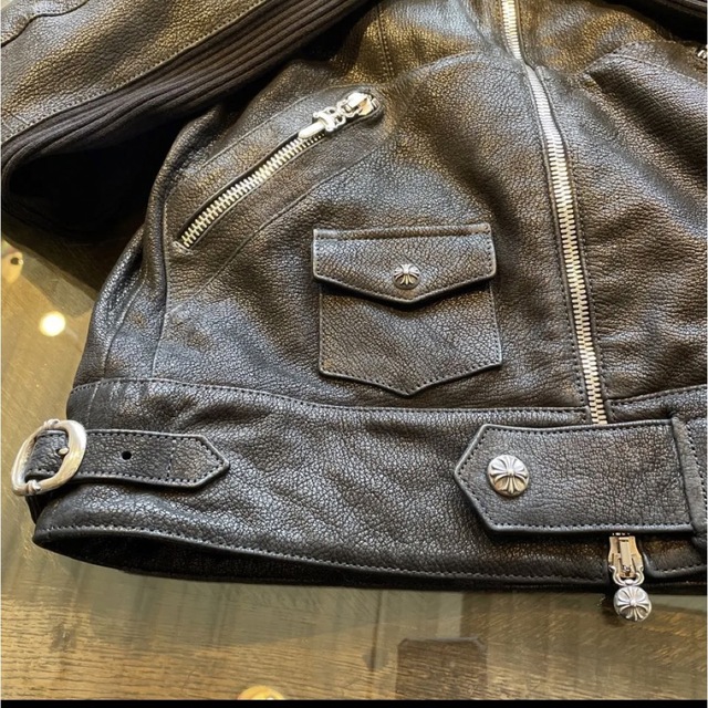 Chrome Hearts(クロムハーツ)のクロムハーツライダース　デストロイレザーフーデッドジャケット メンズのジャケット/アウター(ライダースジャケット)の商品写真