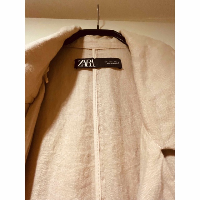 ZARA(ザラ)の送料込み　ザラ　ベルト付きリネンコート　ピンク レディースのジャケット/アウター(ロングコート)の商品写真