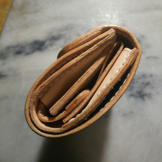 姫路ヌメ革 ハンドメイド ミニ財布 小さい財布 ミニマム財布 2つ折り